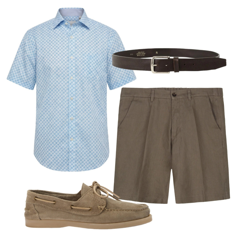 Outfit uomo - Total look #2434041. Stile Casual per Tutti i giorni. Abbinamento con scarpe stringate, camicie a manica corta, bermuda, cinture.