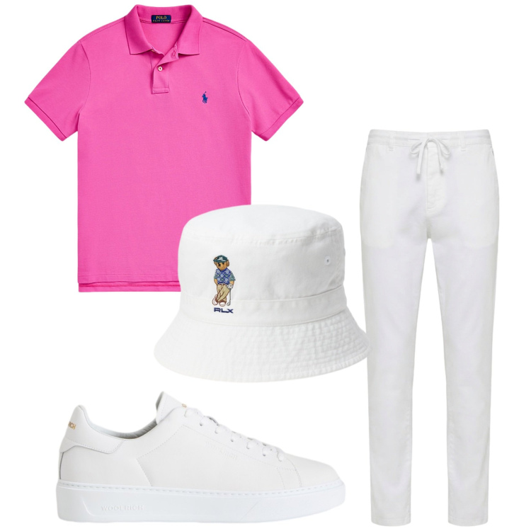 Outfit uomo - Total look #2434054. Stile Casual per Tutti i giorni. Abbinamento con pantaloni, sneakers, polo, cappelli.