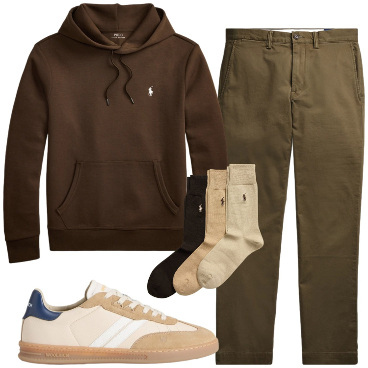 Outfit uomo - Total look #2434059. Stile Urban per Tutti i giorni. Abbinamento con sneakers, calzini, pantaloni, felpe con cappuccio.