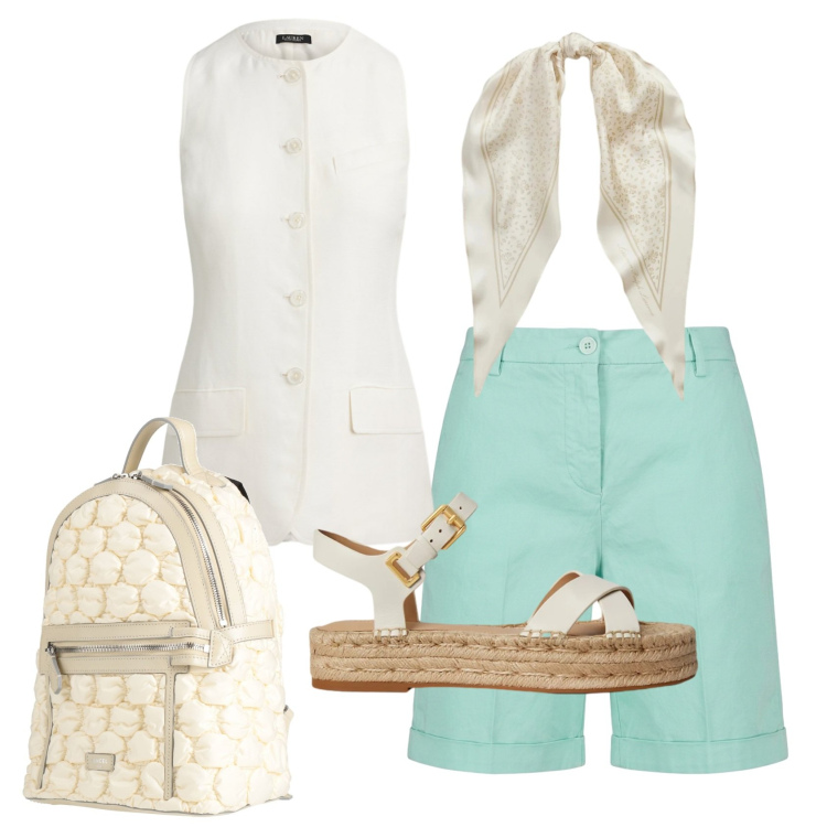 Outfit donna - Total look #2434076. Stile Bon Ton per Ufficio. Abbinamento con zaini, bermuda, espadrillas, foulard, camicie.