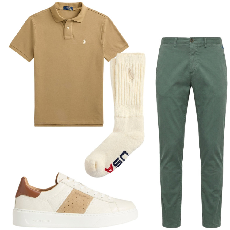 Outfit uomo - Total look #2434080. Stile Casual per Tutti i giorni. Abbinamento con pantaloni chino, sneakers, polo, calzini.