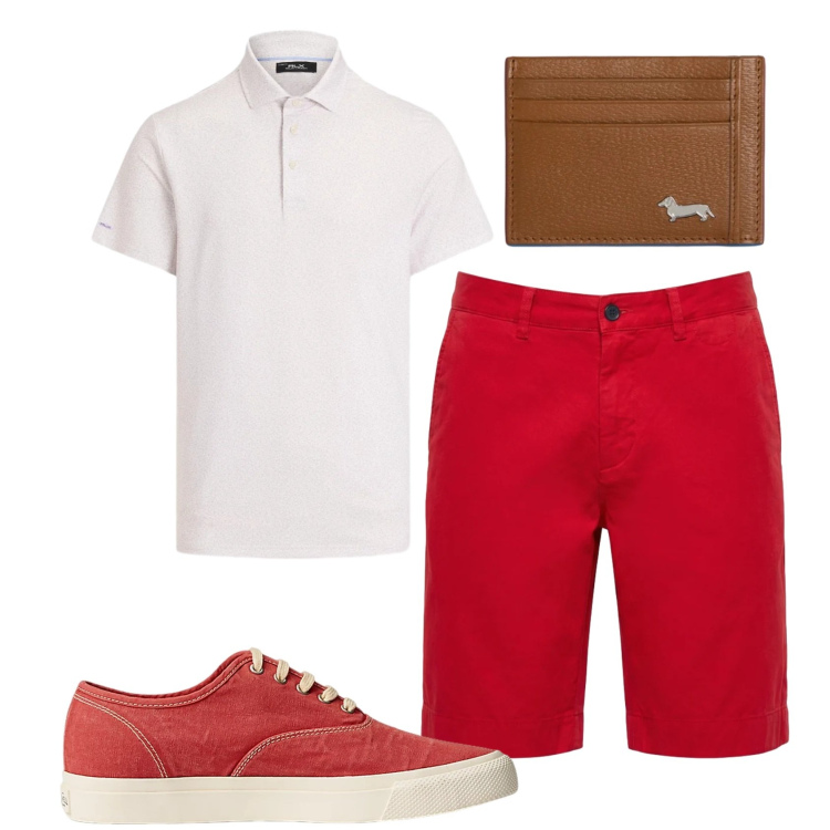 Outfit uomo - Total look #2434090. Stile Casual per Tutti i giorni. Abbinamento con portafogli, bermuda, sneakers, polo.