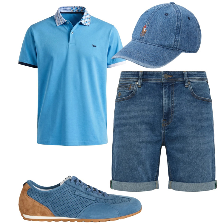 Outfit uomo - Total look #2434094. Stile Casual per Tutti i giorni. Abbinamento con bermuda, sneakers, polo, cappelli.