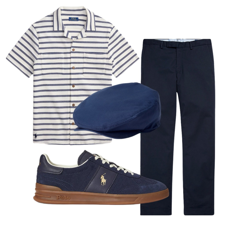 Outfit uomo - Total look #2434111. Stile Trendy per Serata speciale. Abbinamento con cappelli, pantaloni chino, sneakers, camicie.