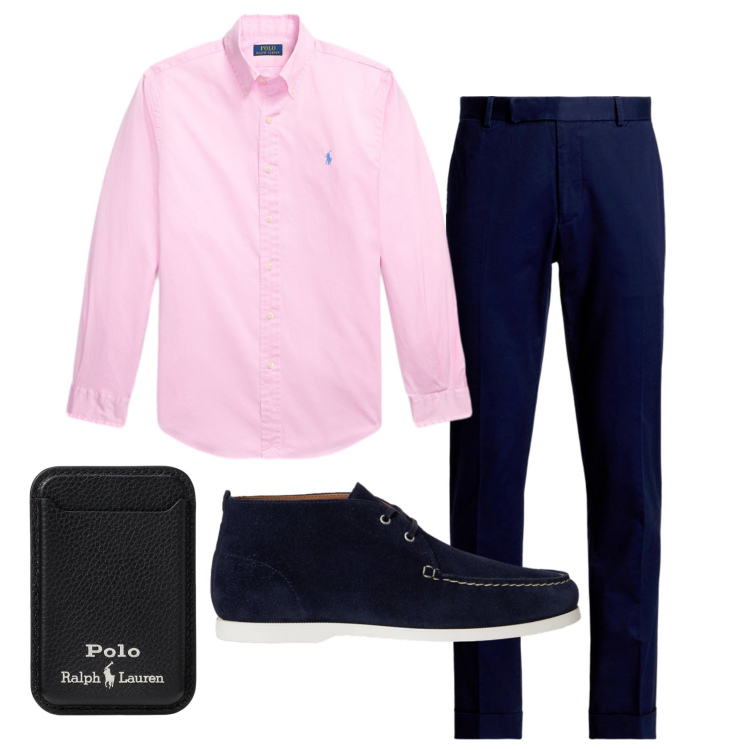 Outfit uomo - Total look #2434113. Stile Business/Elegante per Serata speciale. Abbinamento con pantaloni chino, portafogli, scarpe stringate, camicie.