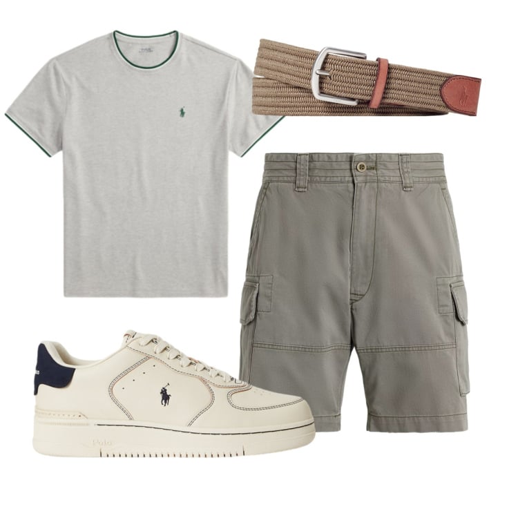 Outfit uomo - Total look #2434115. Stile Casual per Tutti i giorni. Abbinamento con cinture, t-shirt, sneakers, shorts.