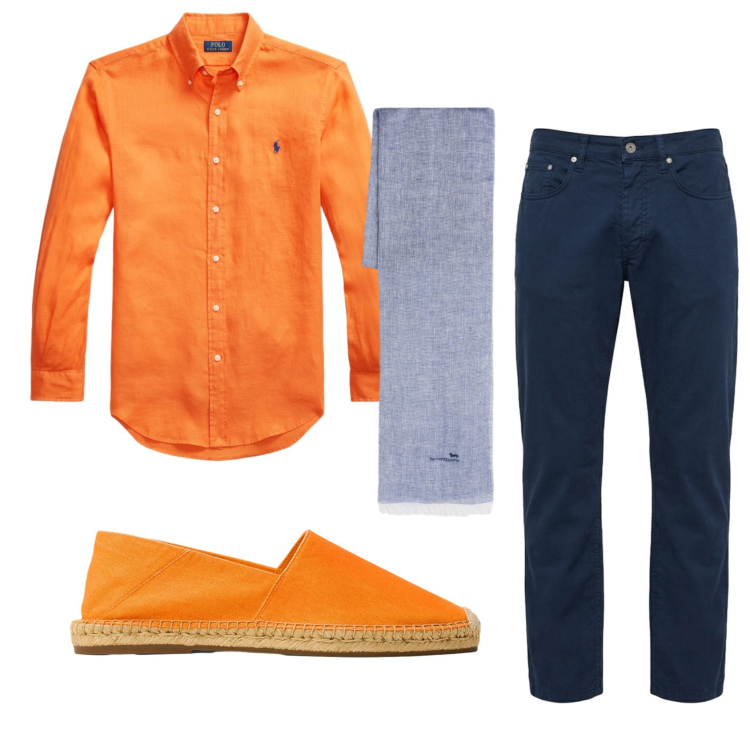 Outfit uomo - Total look #2434117. Stile Business/Elegante per Serata speciale. Abbinamento con sciarpe, pantaloni, espadrillas, camicie.