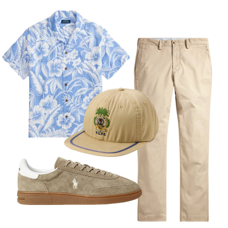 Outfit uomo - Total look #2434121. Stile Trendy per Mare. Abbinamento con camicie, pantaloni, sneakers, cappelli.