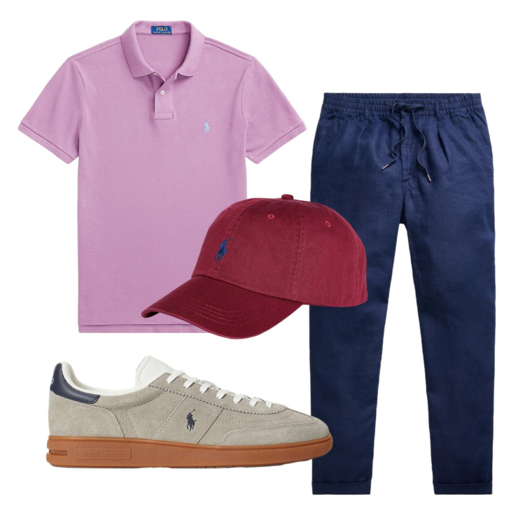 Outfit uomo - Total look #2434129. Stile Casual per Tutti i giorni. Abbinamento con polo, sneakers, cappelli con visiera, pantaloni.