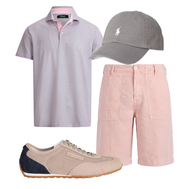 Outfit uomo - Total look #2434161. Stile Trendy per Tutti i giorni. Abbinamento con sneakers, bermuda, polo, cappelli con visiera.