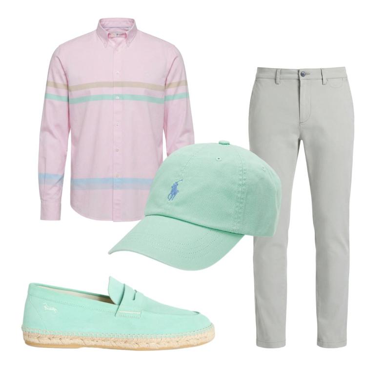 Outfit uomo - Total look #2434163. Stile Business/Elegante per Tutti i giorni. Abbinamento con pantaloni chino, camicie, espadrillas, cappelli.