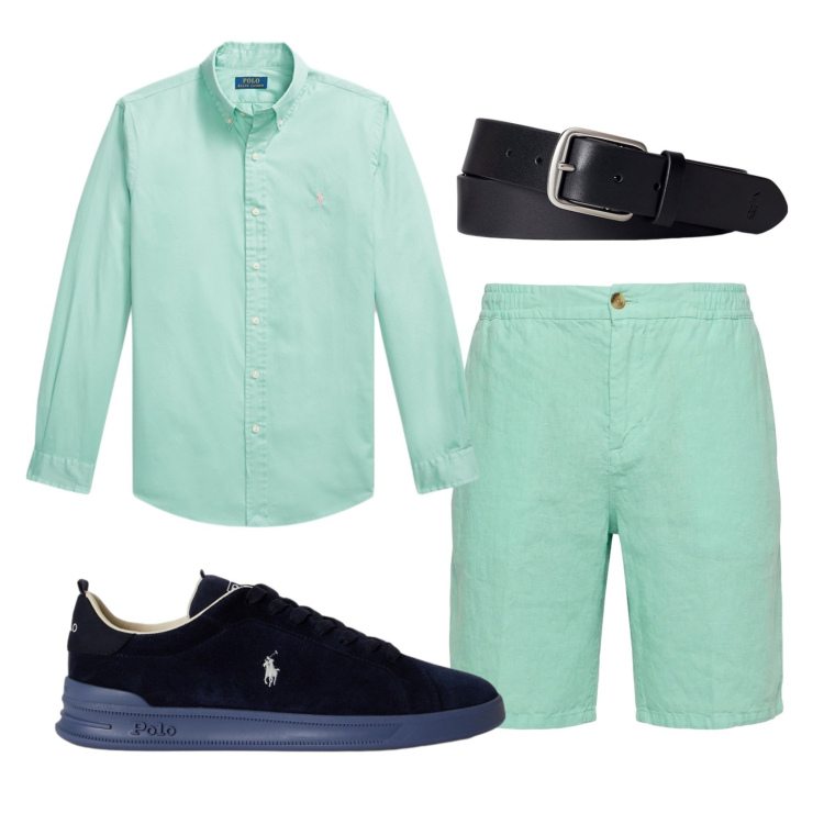 Outfit uomo - Total look #2434172. Stile Trendy per Serata speciale. Abbinamento con bermuda, cinture, sneakers, camicie.