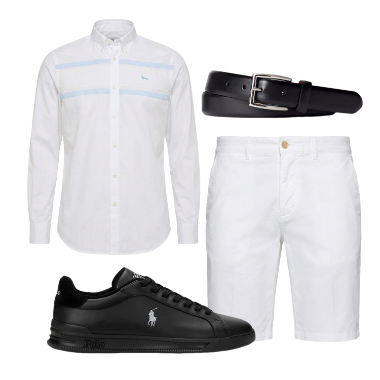 Outfit uomo - Total look #2434175. Stile Trendy per Serata speciale. Abbinamento con bermuda, camicie, cinture, sneakers.