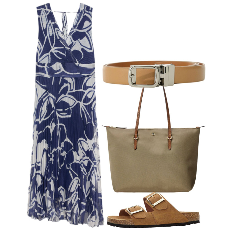 Outfit donna - Luglio. Stile Bon Ton per Tutti i giorni. Abbinamento con ciabatte, cinture, vestiti lunghi, borse tote.