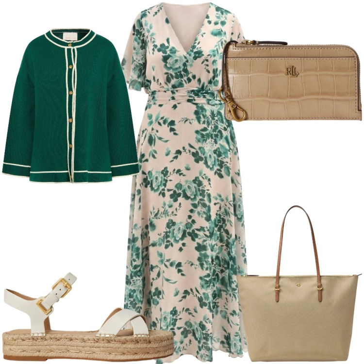 Outfit donna - Abiti fluidi d’estate - con il cardigan. Stile Trendy per Tutti i giorni. Abbinamento con cardigans, vestiti lunghi, espadrillas, borse tote, portafogli.