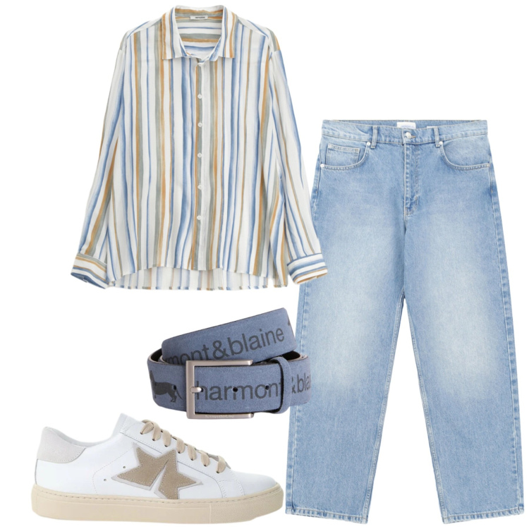 Outfit uomo - Total look #2434260. Stile Casual per Tutti i giorni. Abbinamento con cinture, camicie, jeans, sneakers.