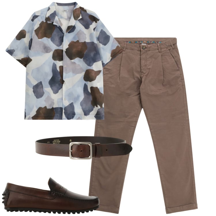 Outfit uomo - Total look #2434261. Stile Urban per Tutti i giorni. Abbinamento con camicie a manica corta, scarpe stringate, pantaloni, cinture.