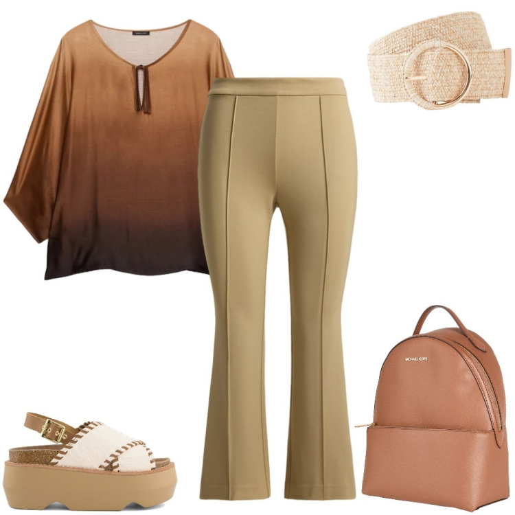 Outfit donna - I colori speziati - 70s. Stile 70s per Tutti i giorni. Abbinamento con zaini, cinture, bluse, pantaloni, zeppe.