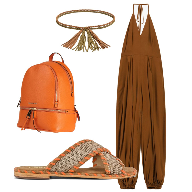 Outfit donna - Sandalo protagonista. Stile Etnico per Mare. Abbinamento con zaini, tute, cinture, ciabatte.
