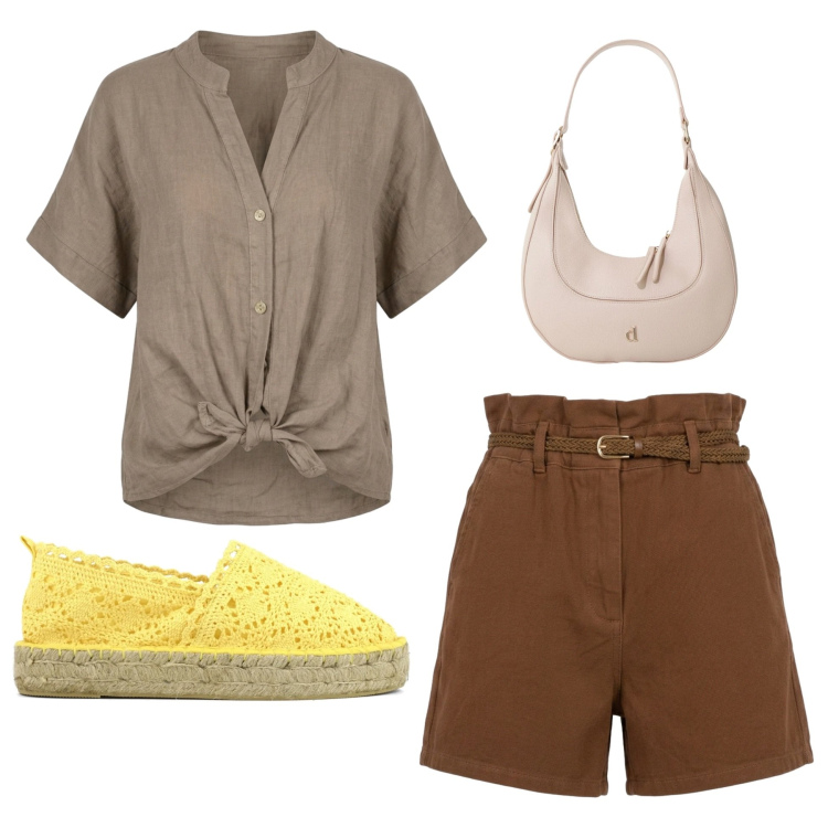 Outfit donna - Espadrillas in macramè. Stile Casual per Tutti i giorni. Abbinamento con borse a tracolla, camicie a manica corta, shorts, espadrillas.