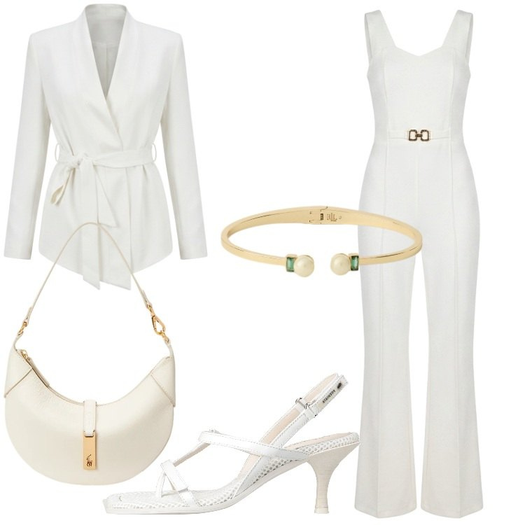 Outfit donna - Rinascimento - Eleganza d’estate. Stile Chic per Cerimonia. Abbinamento con infradito, borse a spalla, braccialetti, tute, blazer.