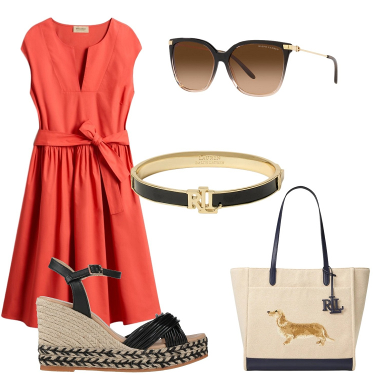 Outfit donna - Abiti fluidi d\'estate (Curvy). Stile 70s per Tutti i giorni. Abbinamento con espadrillas, vestiti corti, occhiali da sole, braccialetti, borse tote.