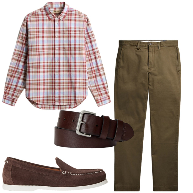 Outfit uomo - Total look #2434471. Stile Trendy per Tutti i giorni. Abbinamento con camicie, cinture, pantaloni, scarpe stringate.