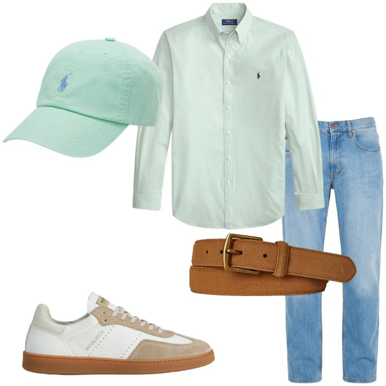Outfit uomo - Ralph Lauren casual style. Stile Casual per Serata speciale. Abbinamento con jeans, sneakers, cappelli, cinture, camicie.