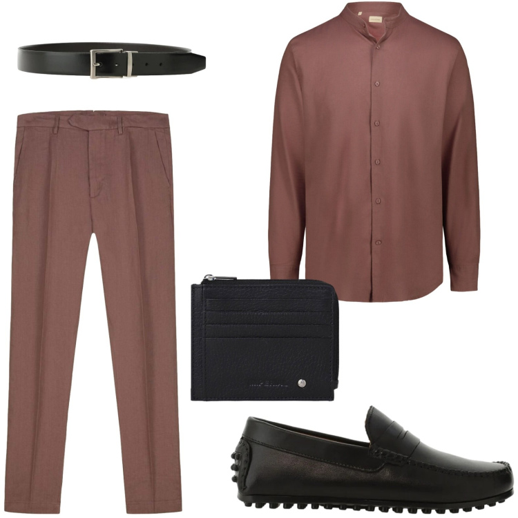 Outfit uomo - Tendenze del momento. Stile Casual per Ufficio. Abbinamento con pantaloni, camicie, scarpe stringate, portafogli, cinture.