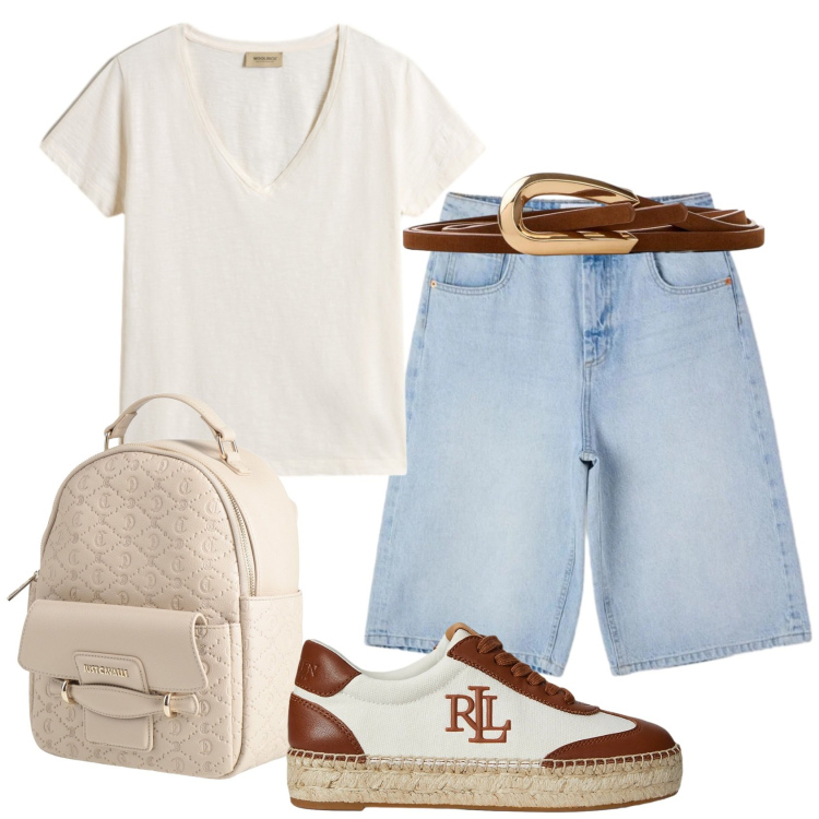 Outfit donna - Total look #2434801. Stile Casual per Tutti i giorni. Abbinamento con zaini, cinture, bermuda, sneakers, t-shirt.