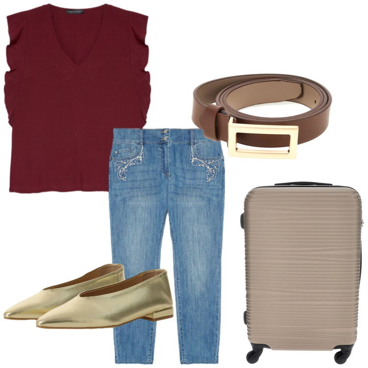 Outfit donna - Total look #2434882. Stile Basic per Tutti i giorni. Abbinamento con ballerine, canottiere, jeans skinny, valigie, cinture.