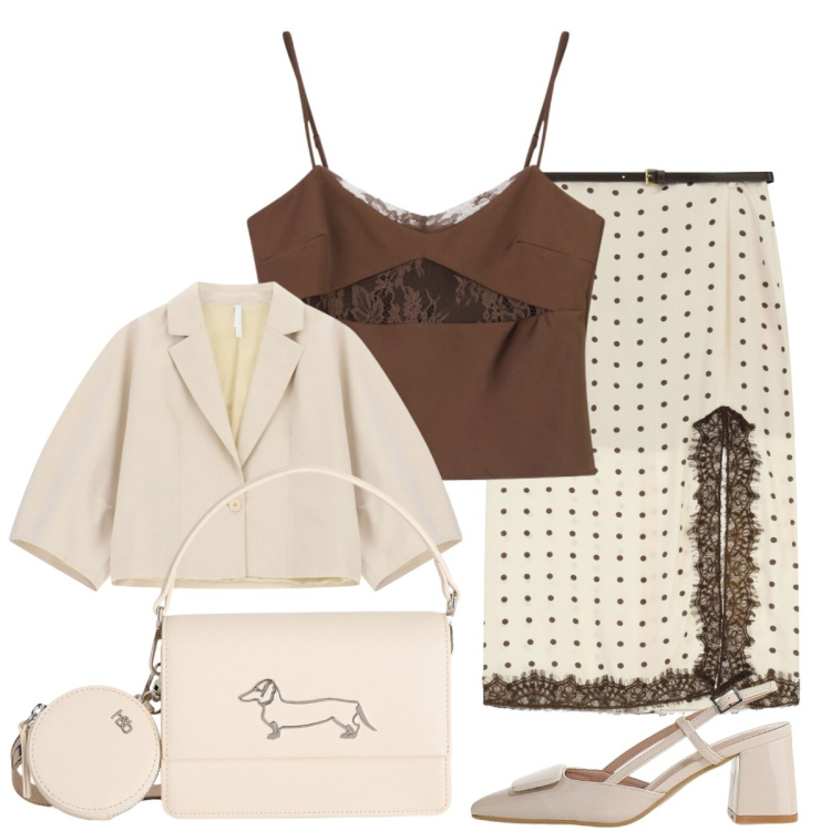 Outfit donna - In città. Stile Chic per Tutti i giorni. Abbinamento con borse a tracolla, gonne lunghe, canottiere, décolleté, blazer.