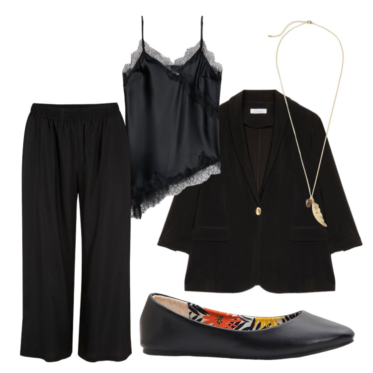 Outfit donna - Pinocchietto comodo. Stile Minimal per Ufficio. Abbinamento con pantaloni capri, ballerine, collane, canottiere, blazer.