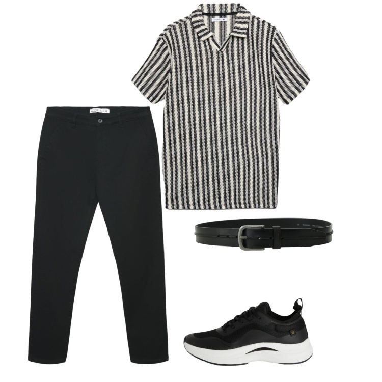 Outfit uomo - Aperitivo. per Serata speciale. Abbinamento con pantaloni chino, polo, sneakers, cinture.