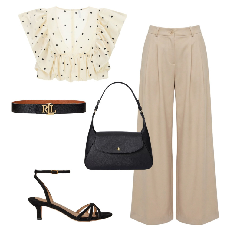 Outfit donna - Total look #2435257. Stile Chic per Ufficio. Abbinamento con top, pantaloni, cinture, sandali col tacco, borse a spalla.