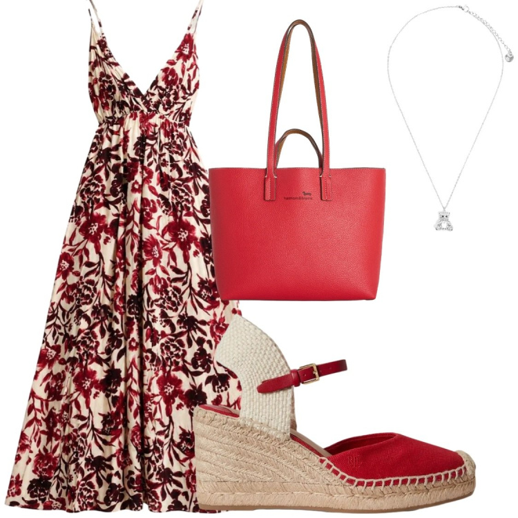 Outfit donna - Da giorno a sera #I am. Stile Chic per Tutti i giorni. Abbinamento con vestiti lunghi, shopping bag, ciondoli, zeppe.
