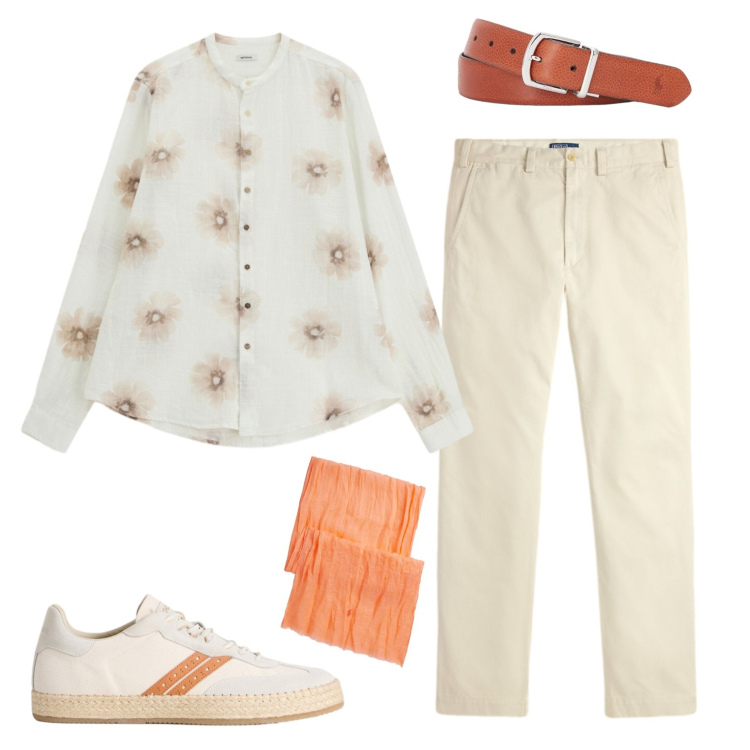 Outfit uomo - (Almost) total white. Stile Business/Elegante per Ufficio. Abbinamento con sneakers, cinture, pantaloni, sciarpe, camicie.