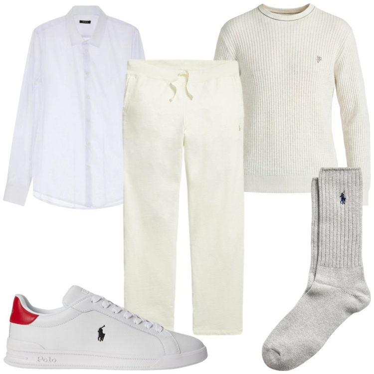 Outfit uomo - Total look #2435549. Stile Casual per Ufficio. Abbinamento con maglieria, calzini, pantaloni, sneakers, camicie.