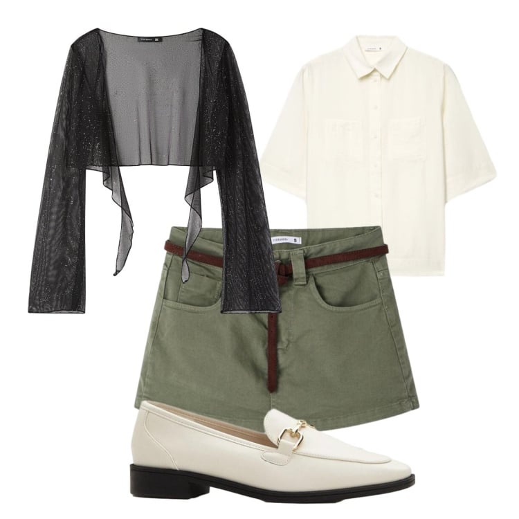 Outfit donna - Che vento. Stile Urban per Tutti i giorni. Abbinamento con mocassini, blazer, minigonne, camicie a manica corta.
