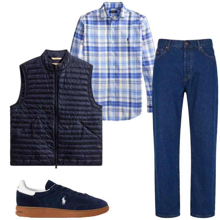 Outfit uomo - Total look #2435680. Stile Casual per Tutti i giorni. Abbinamento con jeans, piumini, sneakers, camicie.