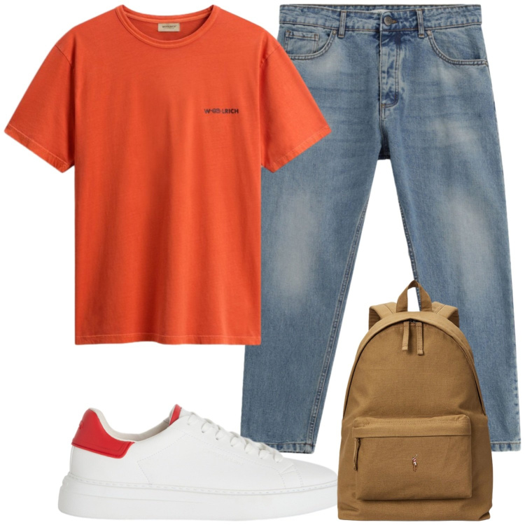 Outfit uomo - Total look #2435709. Stile Casual per Tutti i giorni. Abbinamento con sneakers, t-shirt, borse sportive, jeans.