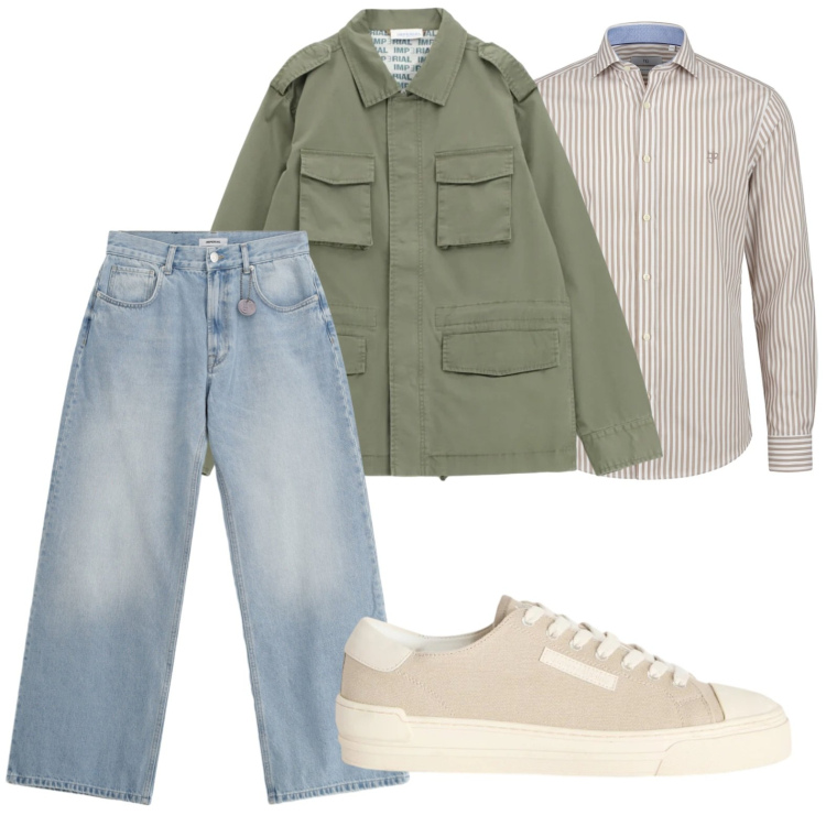 Outfit uomo - Guardaroba cittadino. Stile Trendy per Tutti i giorni. Abbinamento con sneakers, camicie, cappotti, jeans.