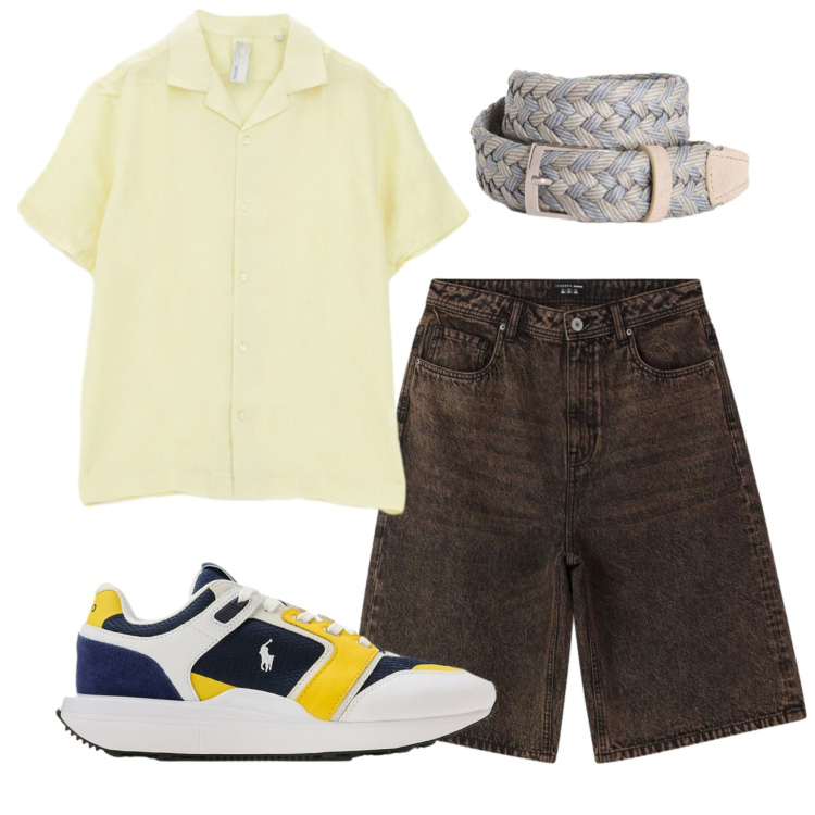Outfit uomo - Total look #2435749. Stile Urban per Tutti i giorni. Abbinamento con cinture, bermuda, sneakers, camicie a manica corta.