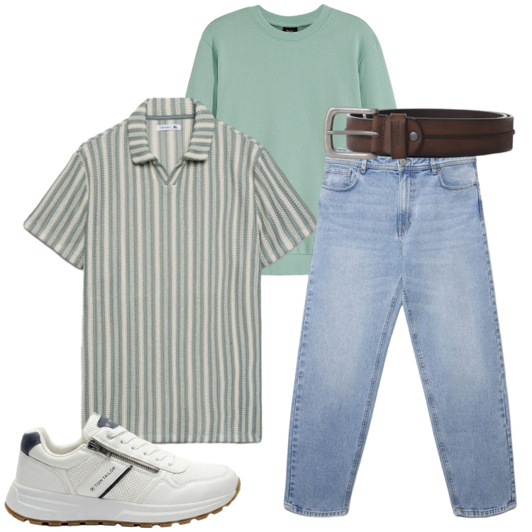 Outfit uomo - Total look #2435775. Stile Casual per Tutti i giorni. Abbinamento con felpe, sneakers, jeans, polo, cinture.