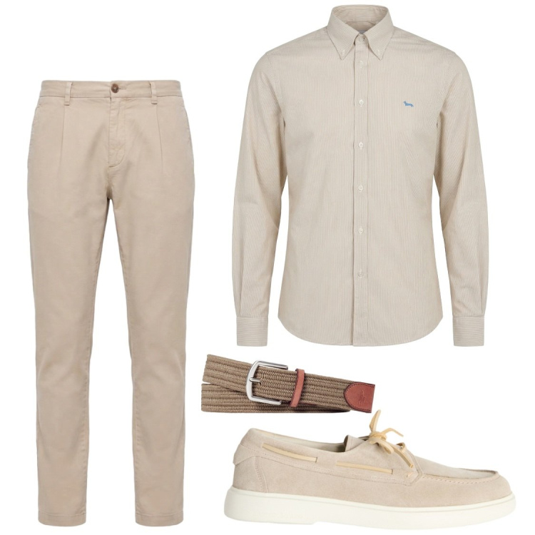 Outfit uomo - Toni chiari per ufficio. Stile Business/Elegante per Ufficio. Abbinamento con scarpe stringate, camicie, pantaloni, cinture.