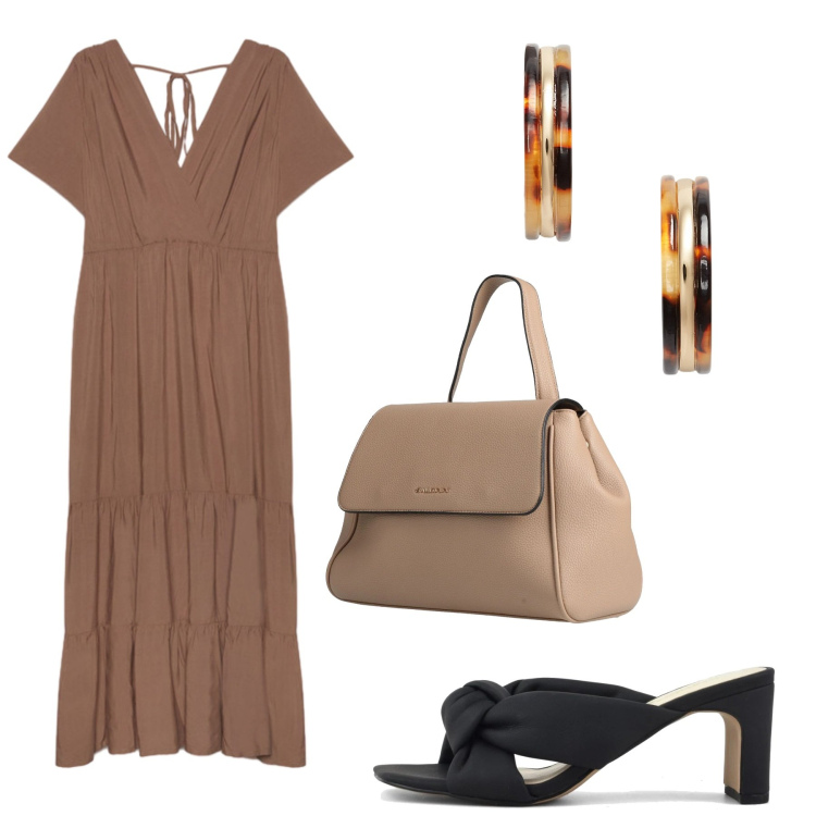 Outfit donna - Total look #2435808. Stile Basic per Serata fuori. Abbinamento con zaini, vestiti lunghi, orecchini, sandali col tacco.