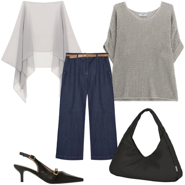 Outfit donna - Total look #2435847. Stile Casual chic per Tutti i giorni. Abbinamento con top, sandali col tacco, cappe, jeans, borse a spalla.