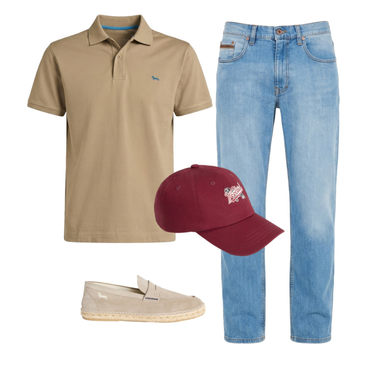 Outfit uomo - Total look #2435907. Stile Business/Elegante per Ufficio. Abbinamento con polo, jeans, espadrillas, cappelli con visiera.