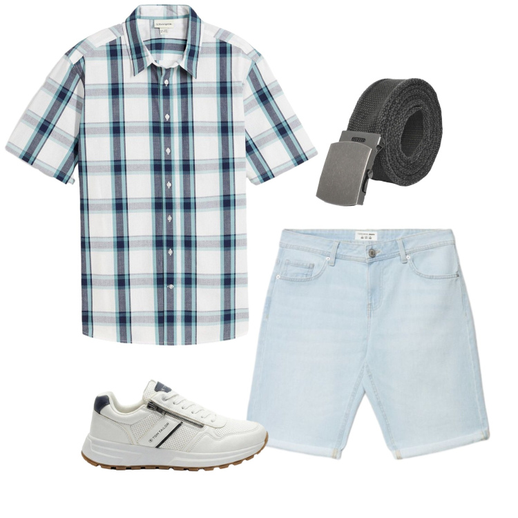 Outfit uomo - Total look #2435910. Stile Urban per Tutti i giorni. Abbinamento con camicie a manica corta, sneakers, shorts, cinture.
