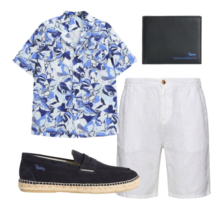 Outfit uomo - Total look #2435951. Stile Trendy per Serata speciale. Abbinamento con portafogli, espadrillas, bermuda, camicie a manica corta.